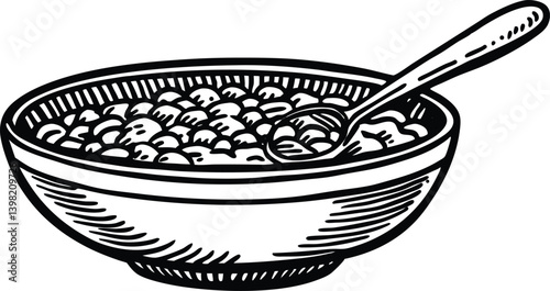Delicious Oatmeal Breakfast Bowl Illustration