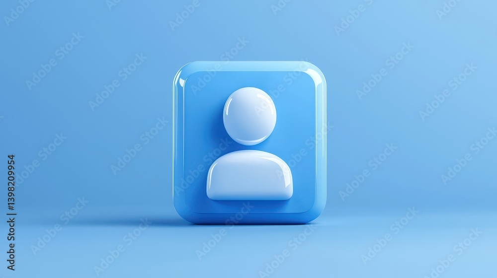 Blue button icon, connecting people through digital platforms and social media engagement Blue button icon, connecting people through digital platforms and social media engagement