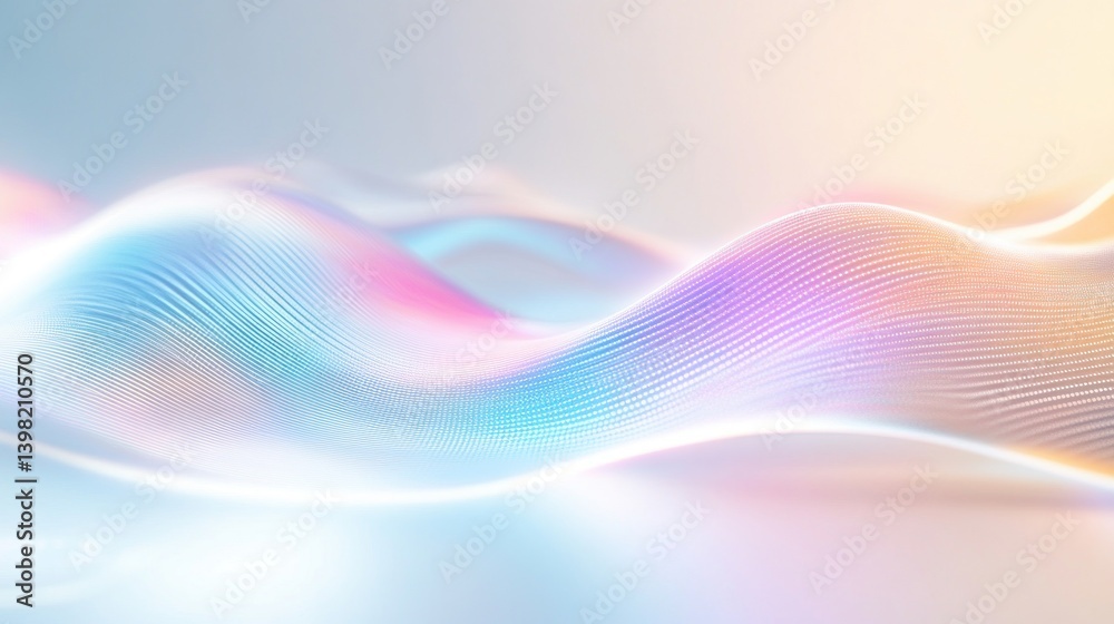 Obraz premium Abstract iridescent waves background with pastel colors effect, suitable for modern technologies and science project presentations