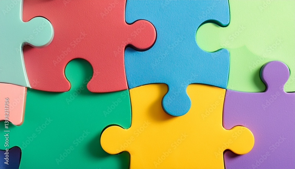 Colorful puzzle pieces fit perfectly Colorful puzzle pieces fit perfectly