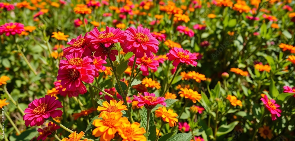 Vibrant lantana blooms blanket a sun-drenched Florida meadow, red, beauty Vibrant lantana blooms blanket a sun-drenched Florida meadow, red, beauty