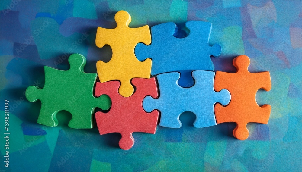 Fototapeta premium Colorful puzzle pieces fit perfectly
