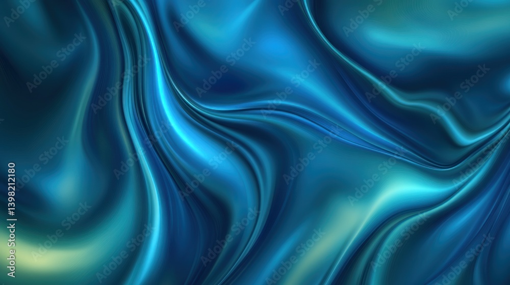 Obraz premium Abstract Blue Waves Background, Fluid Silk Texture and Shiny Surface