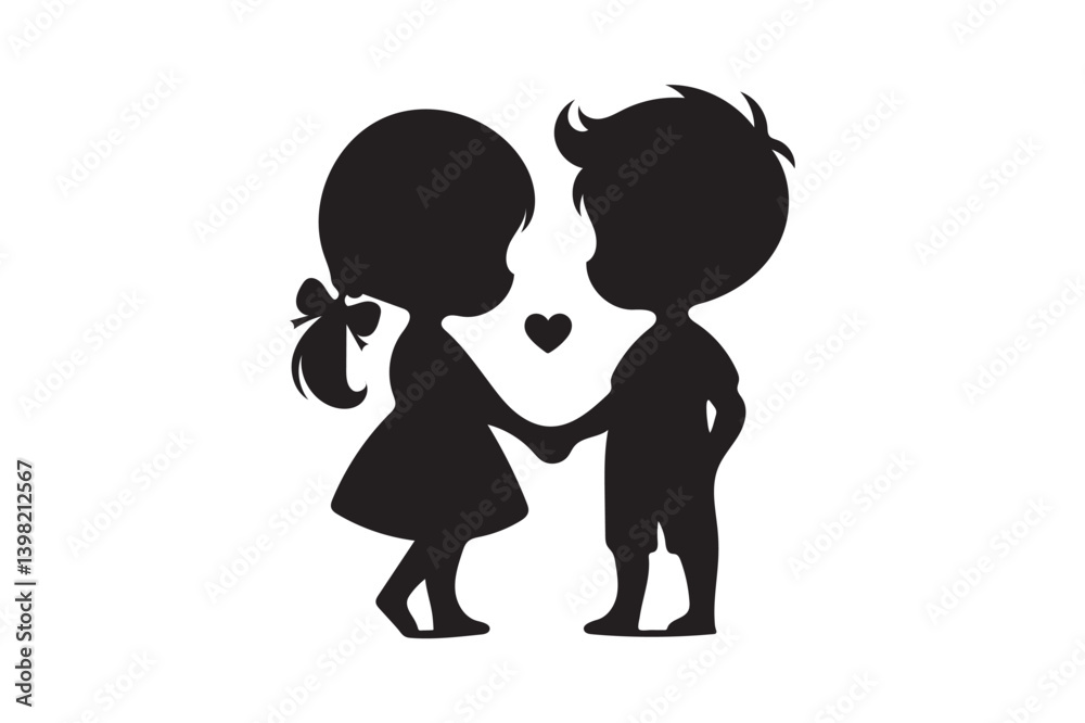 Girl and a boy holding hands icon silhouette illustration with white background. (01) Girl and a boy holding hands icon silhouette illustration with white background. (01)