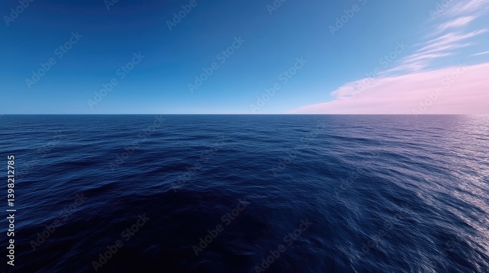Fototapeta premium Expansive ocean horizon. Calm, clear water meets a vast, vibrant sky