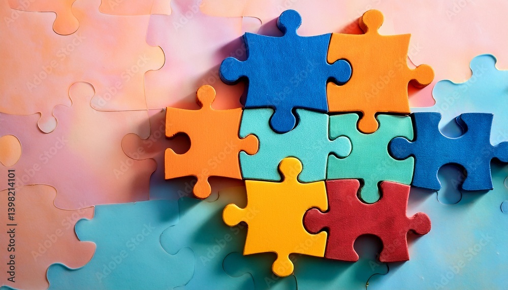 Obraz premium Colorful puzzle pieces fit perfectly