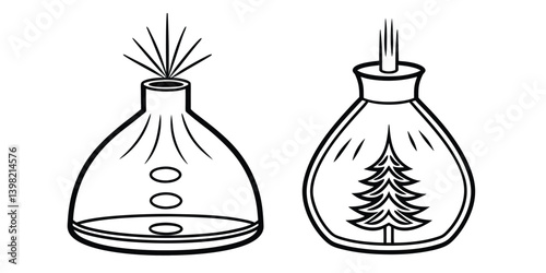 Cedarwood Essential Oil Diffuser in a wood or glass bottle containing liquid, placed next to various bottles of oil, vinegar, and medicine in a chemistry setting
