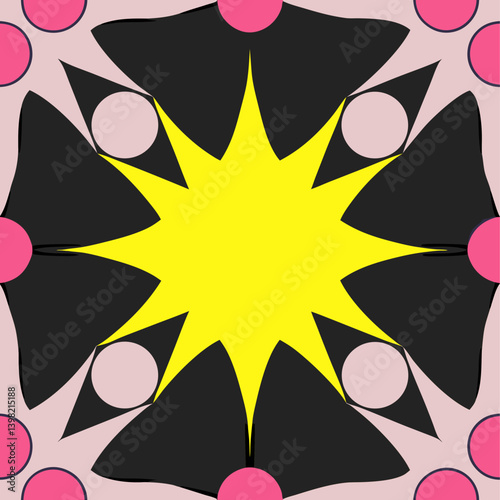 Retro Pop Art Seamless Pattern in Pink, Black & White 
