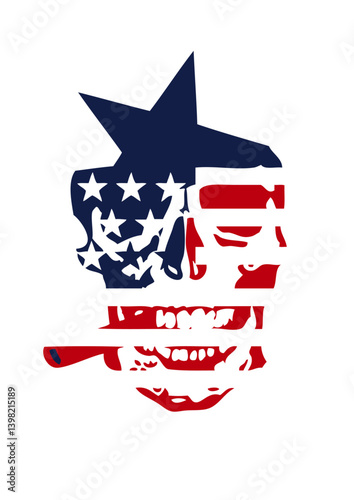 Tete de mort drapeau americain crane