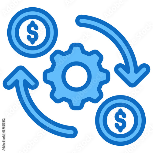 Cash Flow Icon Financial Projection and Management Blue Fill Design Vector Concept