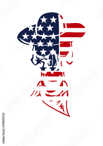 Tete de mort americaine chapeau americain crane etoile foulard