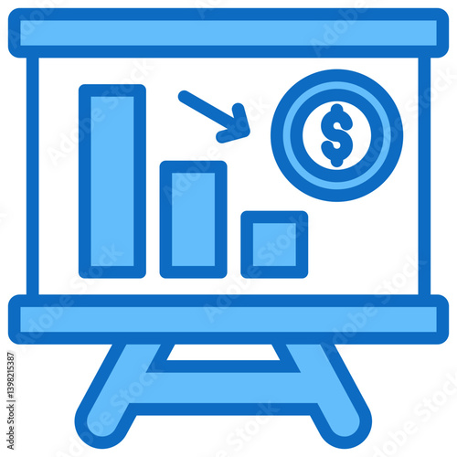 Depreciation Icon Financial Projection and Management Blue Fill Design Vector Concept