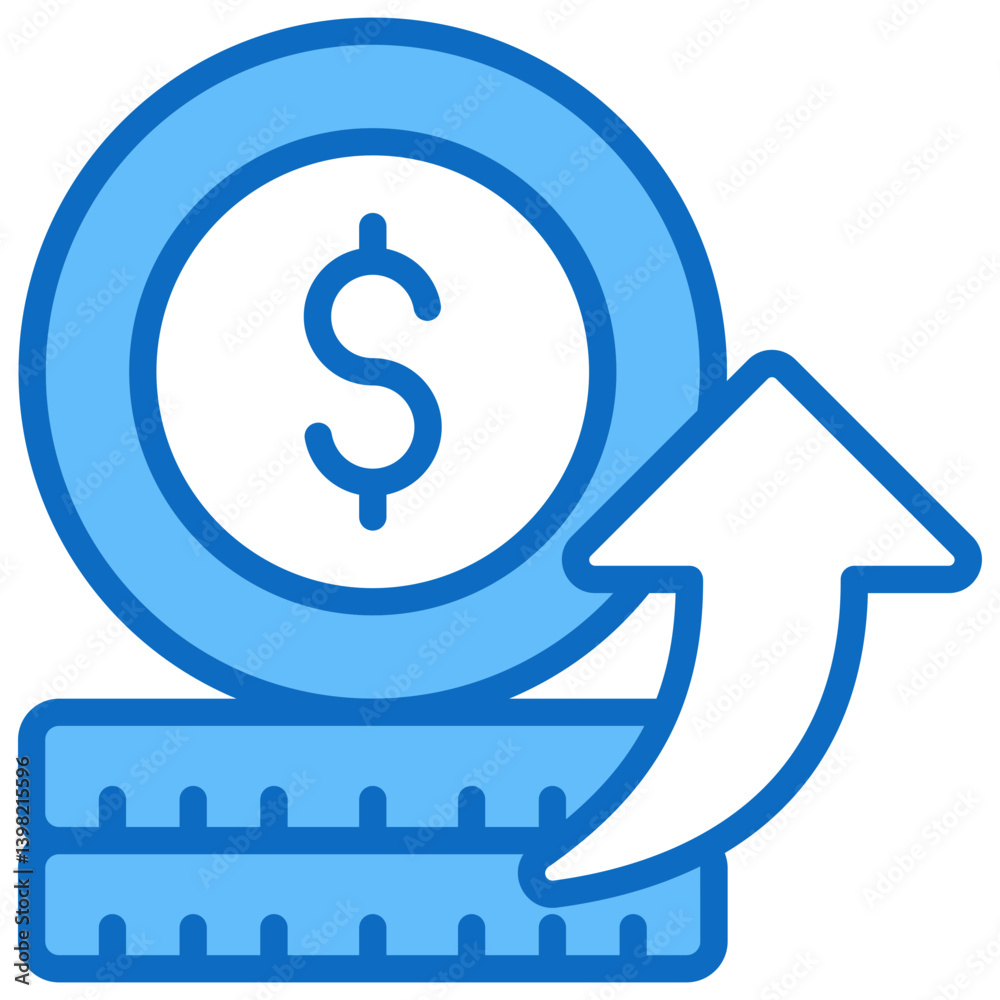 Obraz premium Growth Rate Icon Financial Projection and Management Blue Fill Design Vector Concept