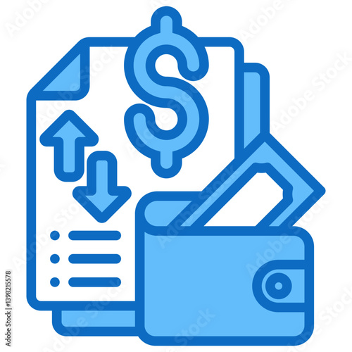 Income Icon Financial Projection and Management Blue Fill Design Vector Concept