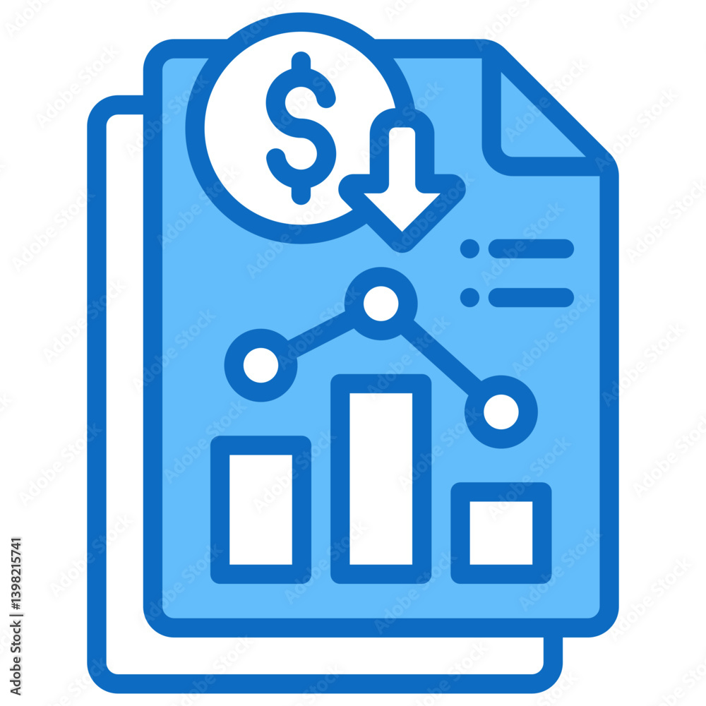 Loss Icon Financial Projection and Management Blue Fill Design Vector Concept Loss Icon Financial Projection and Management Blue Fill Design Vector Concept