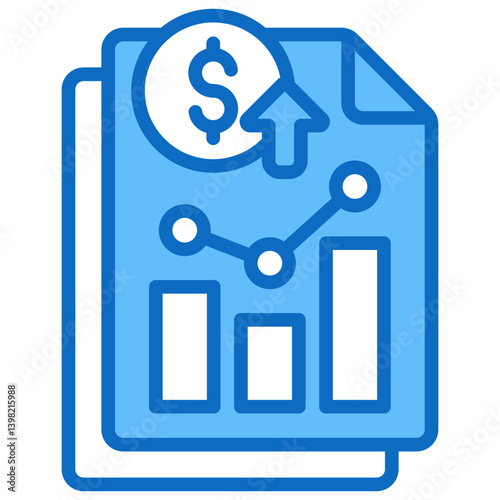 Profit Growth Icon Financial Projection and Management Blue Fill Design Vector Concept