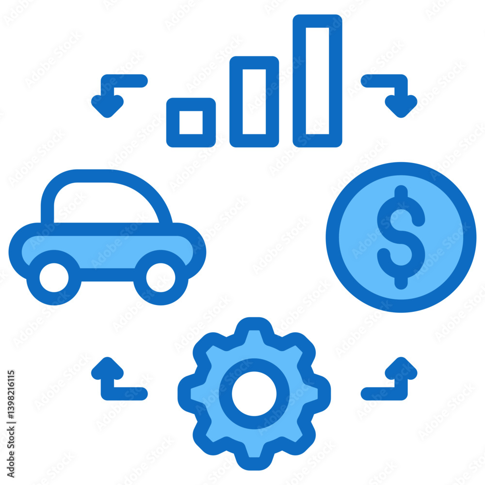 Resource Icon Financial Projection and Management Blue Fill Design Vector Concept Resource Icon Financial Projection and Management Blue Fill Design Vector Concept