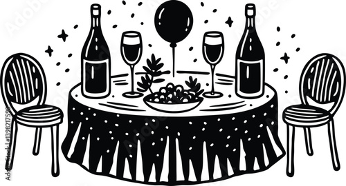 Romantic Dinner Wine, Grapes & Celebration