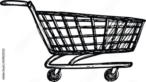 Hand-drawn Sketch of a Shopping Cart