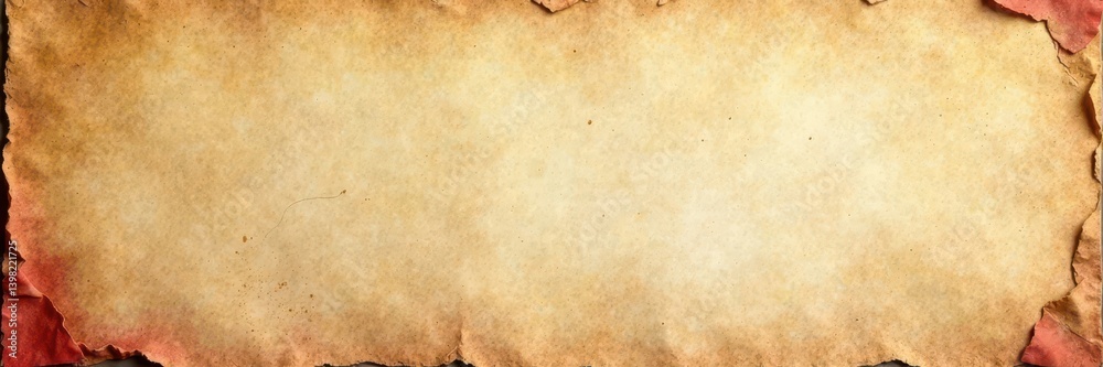 Rough, crumpled, aged paper background with distressed edges and faded ink stains , brown, design element, grunge texture Rough, crumpled, aged paper background with distressed edges and faded ink stains , brown, design element, grunge texture