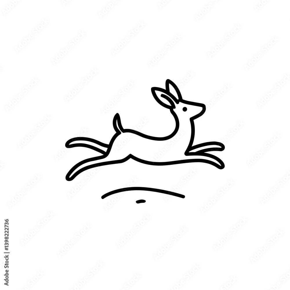 Stylized deer leaping gracefully over a hilltop Stylized deer leaping gracefully over a hilltop