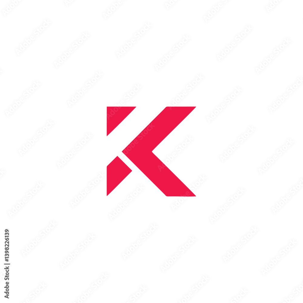 Red Geometric K Letter Logo on White Background Red Geometric K Letter Logo on White Background
