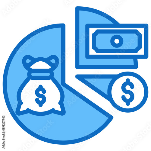 Profit Sharing Icon Financial Projection and Management Blue Fill Design Vector Concept