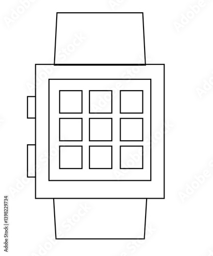 Smart watch icon with thin outline