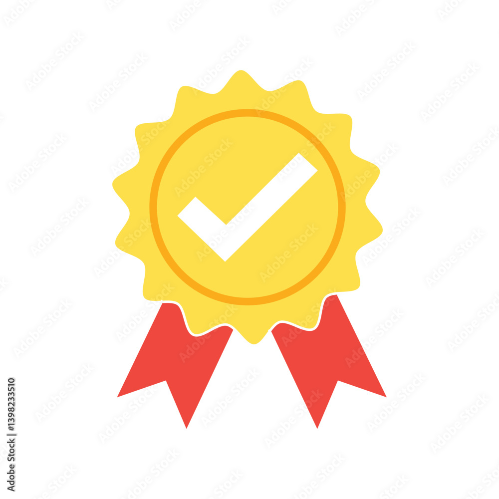 Approval check medal icon. Certified medal. Quality Badge. Vector illustration Approval check medal icon. Certified medal. Quality Badge. Vector illustration