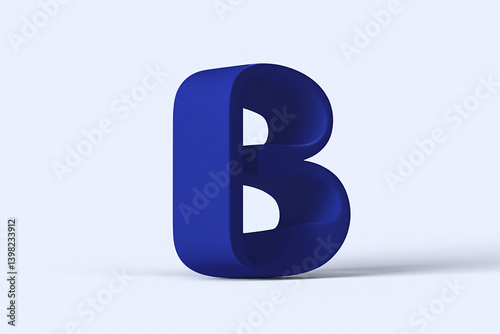 Centered 3D Letter B in Matte Finish on Clean White Surface