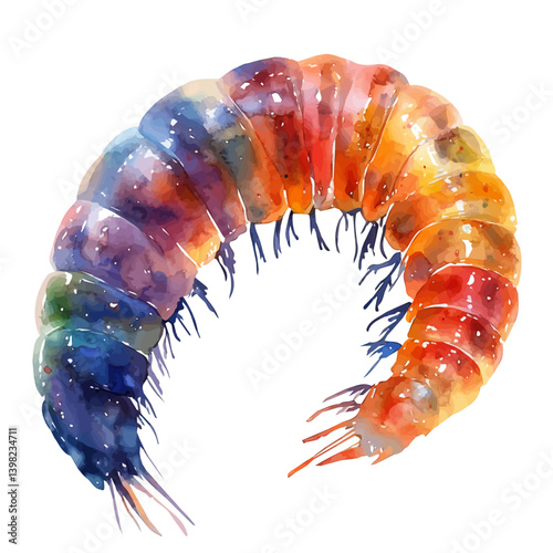 Leech, watercolor illustration, isolated on a white background.

