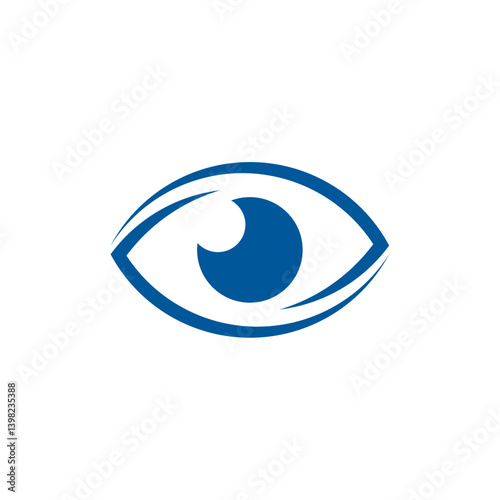 Stylized Blue Eye Icon on White Background