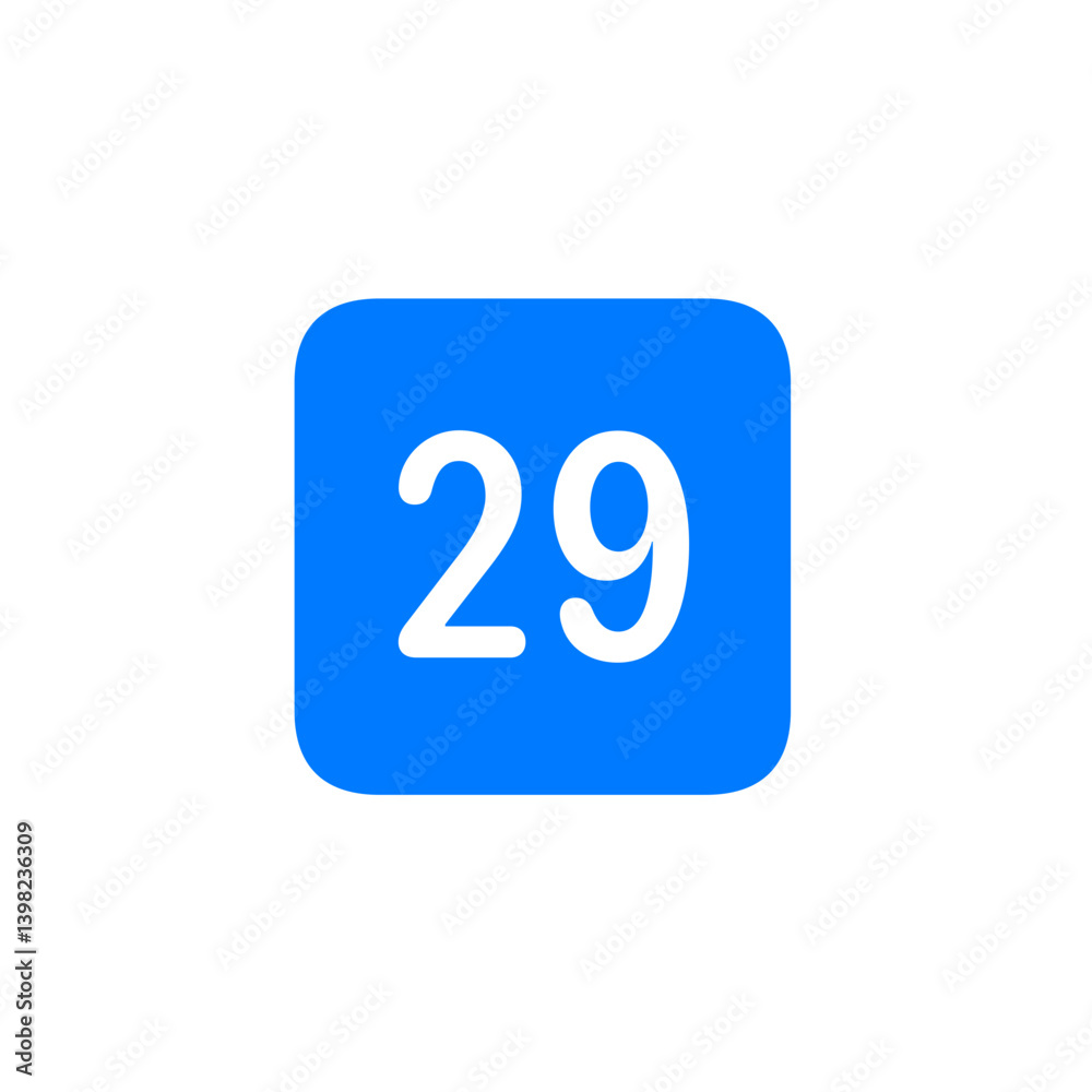 Number 29 Filled Square Icon Number 29 Filled Square Icon