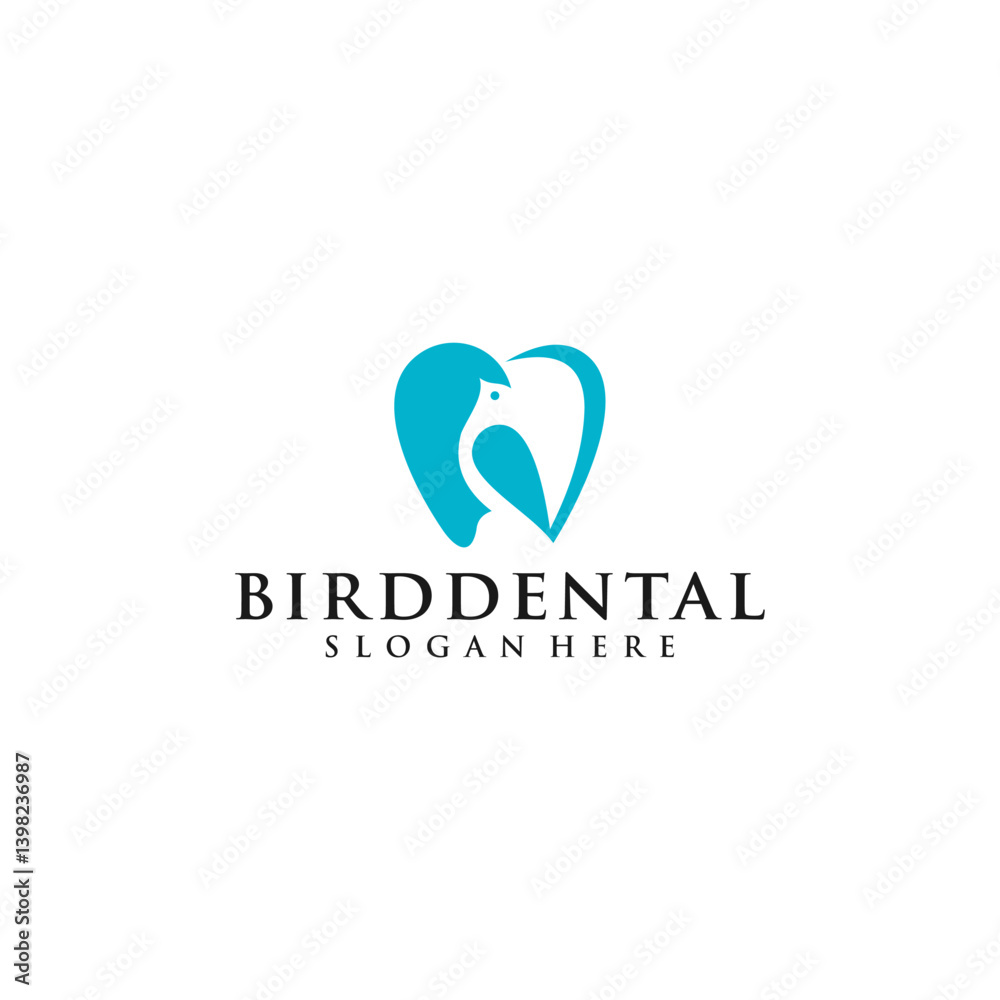 Teal Bird and Tooth Heart Logo Design Teal Bird and Tooth Heart Logo Design
