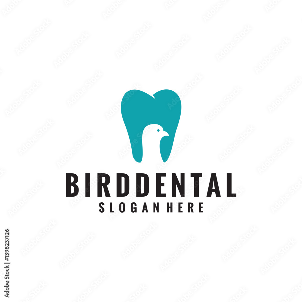 Teal Bird Inside Tooth Shape Logo Design Teal Bird Inside Tooth Shape Logo Design