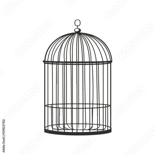 Bird cage, vector, transparent background
