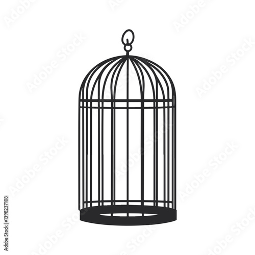 Bird cage, vector, transparent background