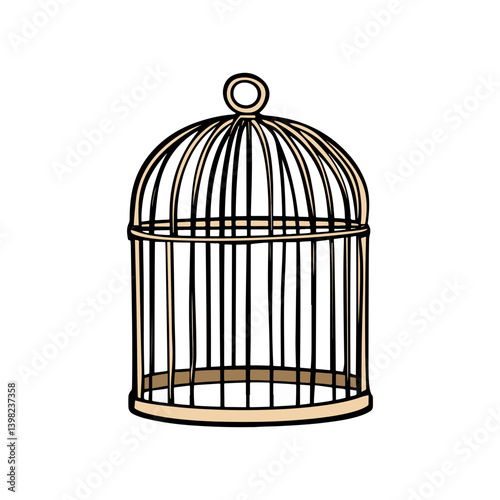 Bird cage, vector, transparent background