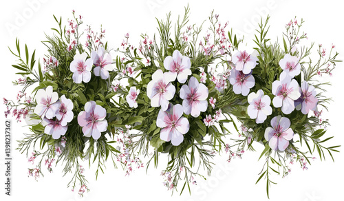 Vector springtime aerial view, ornamental flowers, spring blooms, seasonal garden, floral top view, colorful petals, blossom background, botanical scene, landscape