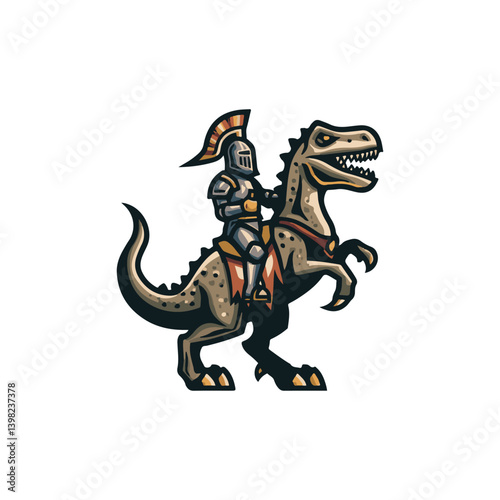 logo knight dinosaurs sparta kingdom trex empire templar fantasy ride rider vector