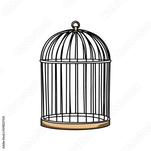Bird cage, vector, transparent background