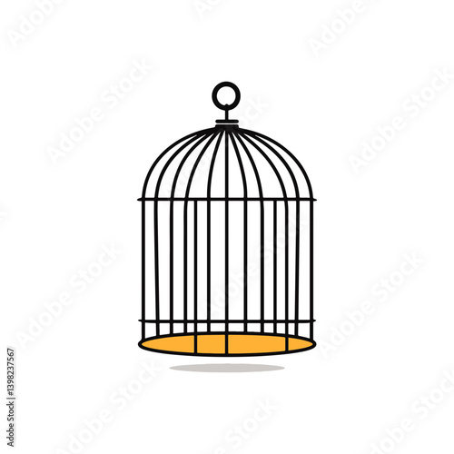 Bird cage, vector, transparent background