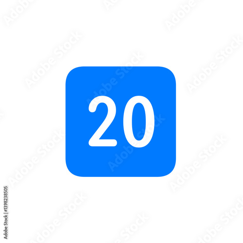 Number 20 Filled Square Icon