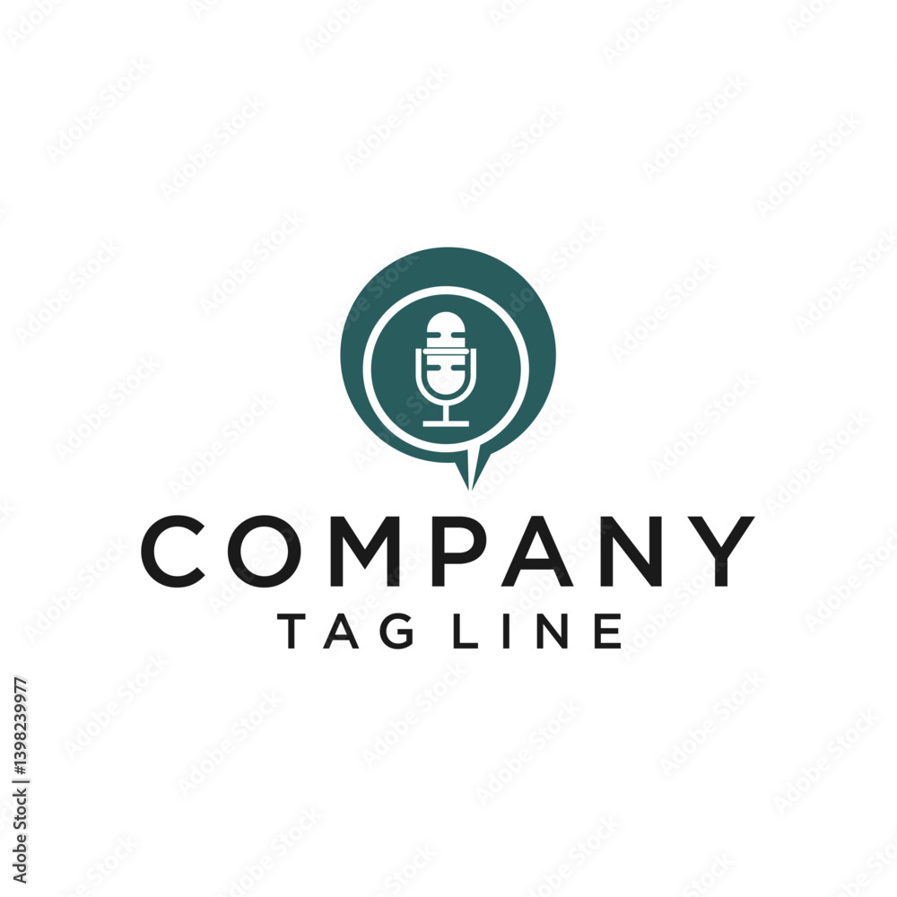 Teal Microphone Logo In Speech Bubble