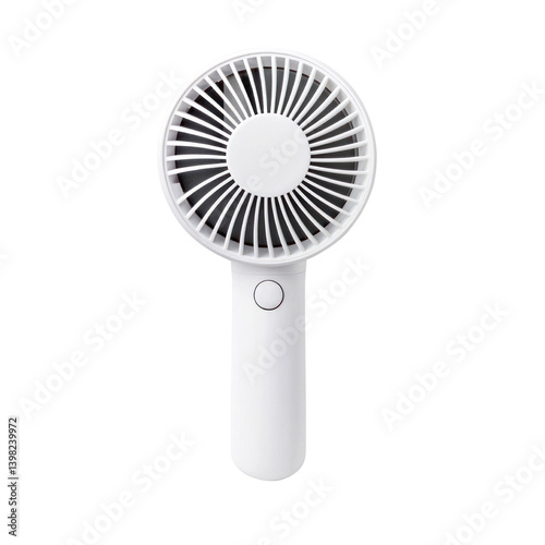 Portable handheld fan home office cutout background computer accessory indoor top view efficient cooling