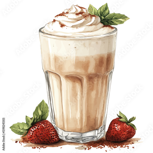 Lassi Sweet or Salty, watercolor illustration, isolated on a white background.

