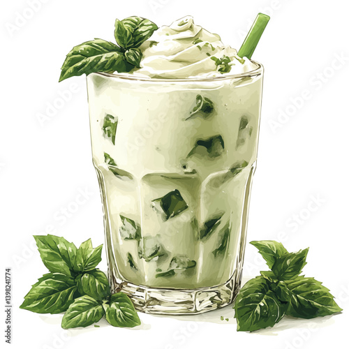 Lassi Sweet or Salty, watercolor illustration, isolated on a white background.

