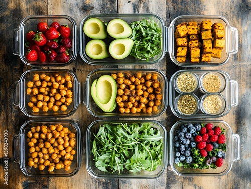 Obraz na płótnie Healthy Vegan Meal Prep: Balanced Nutrition for a Fit Lifestyle w salonie