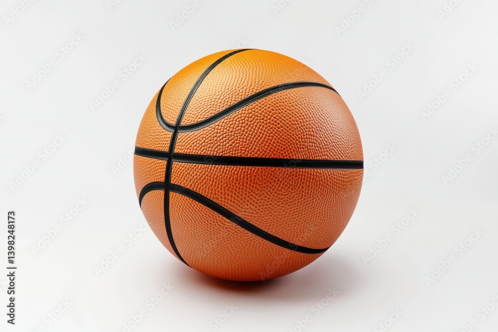 Fototapeta premium A basketball with black lines on a white surface isolated on white background 