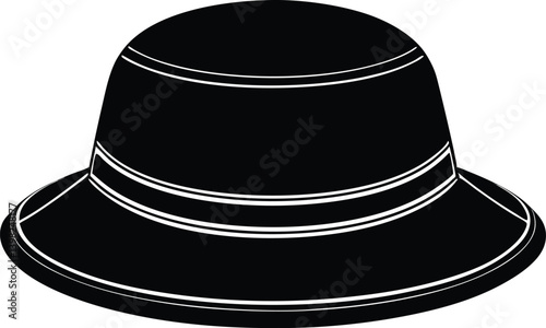 sun hat silhouette vector icon, fashion hat, stylist sun hat, black and white hat, black top hat, on white background.